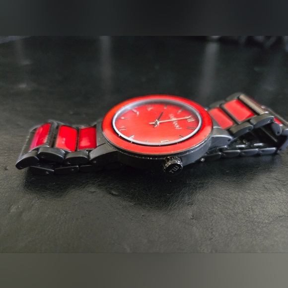 TruWood Architect Stainless Steel Sandalwood Men's Red and Black Watch - Picture 4 of 8